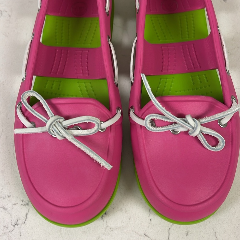 Crocs Beach Line Slip-On Boat Shoes Pink and Green Size 8 - Picture 15 of 15